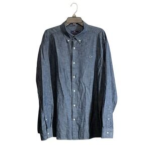 Vineyard Vines Shirt xl classic fit whale shirt Blue Solid Button Long Sleeve